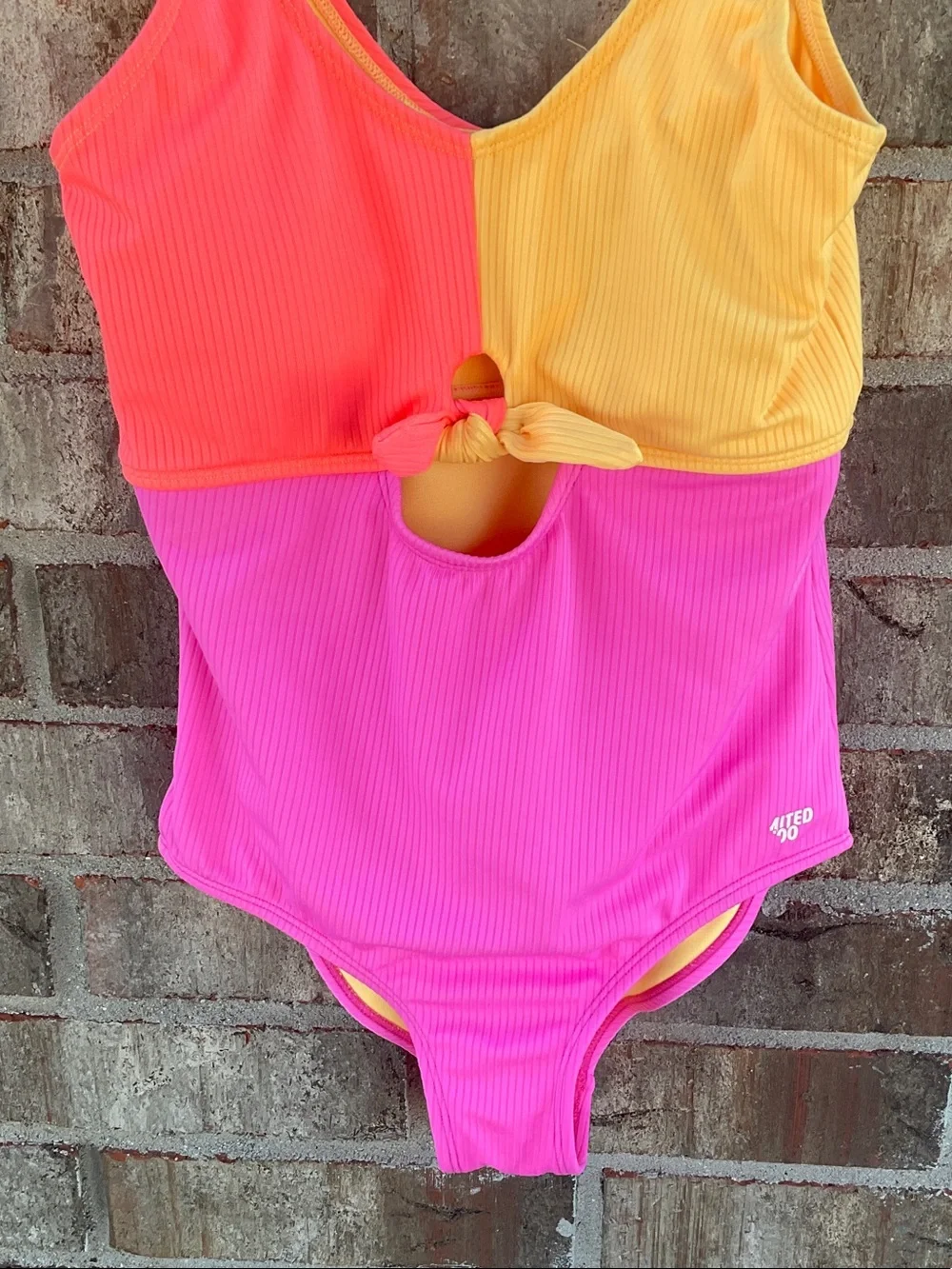 Take 50% OFF- Limited Too Colorblock Tie-Front One-Piece Swimsuit - Size-L